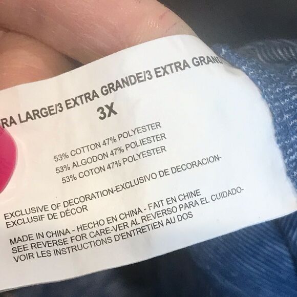 Gloria Vanderbilt Blue Blouse Gems Size 3X - Picture 8 of 10